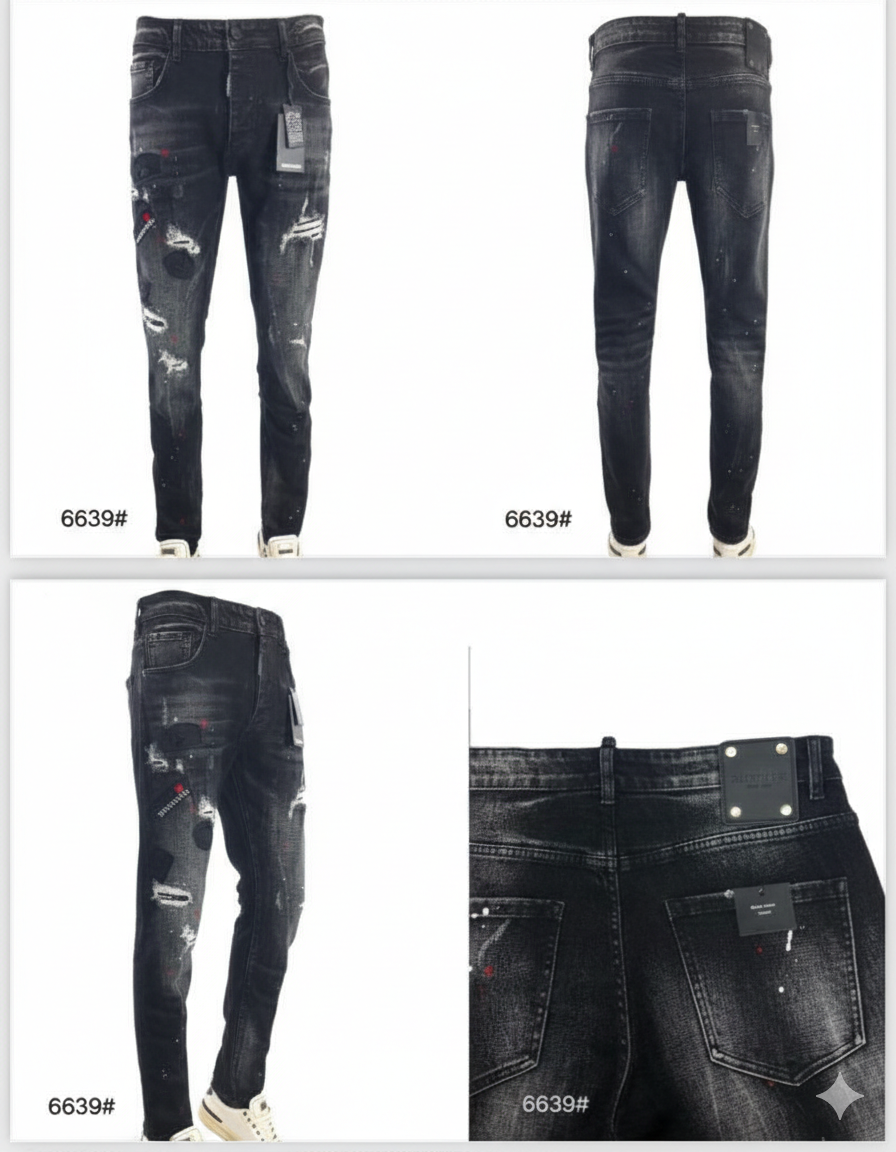 Jean Negro con Desgastes y Detalles Únicos