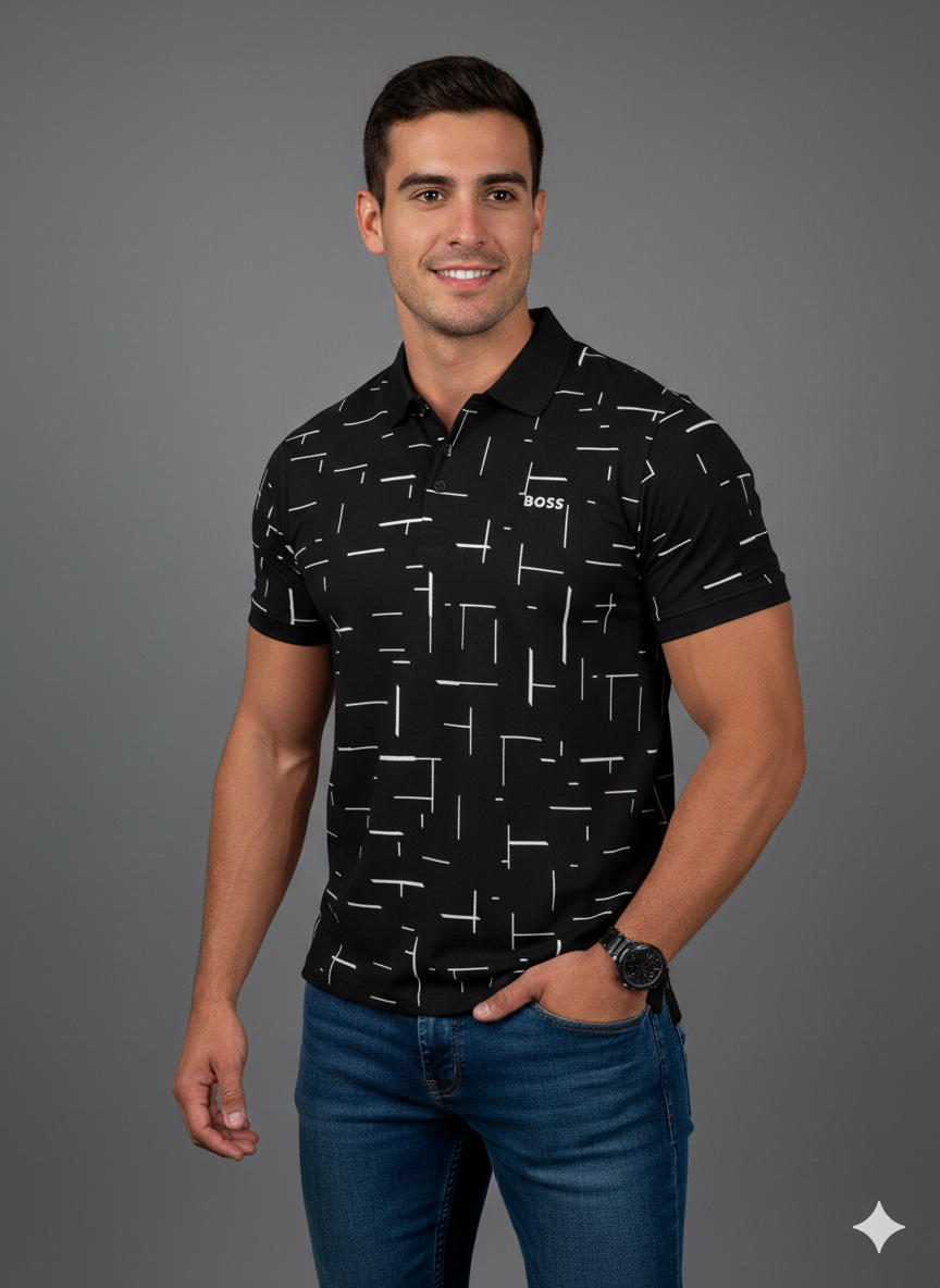 CAMISETA TIPO POLO NEGRA