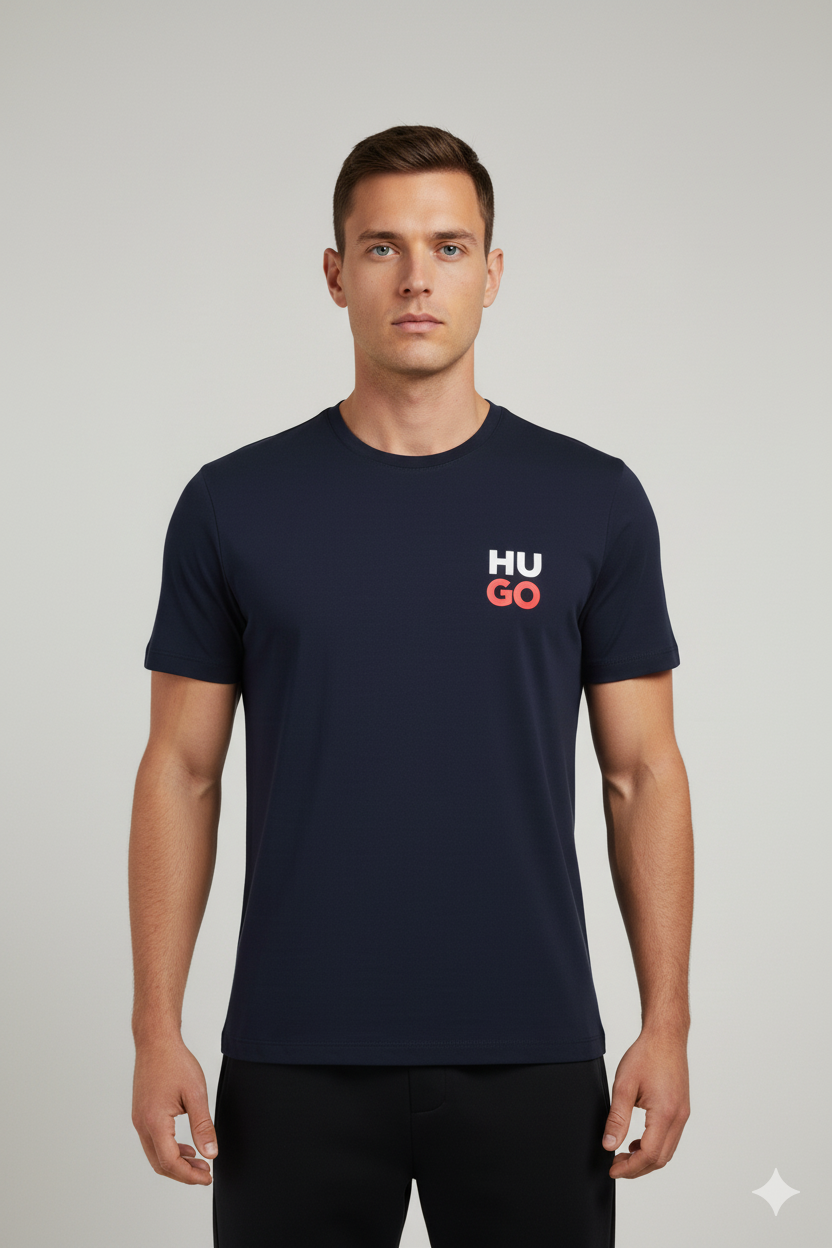Camiseta Azul Hombre – Estilo Gráfico Moderno