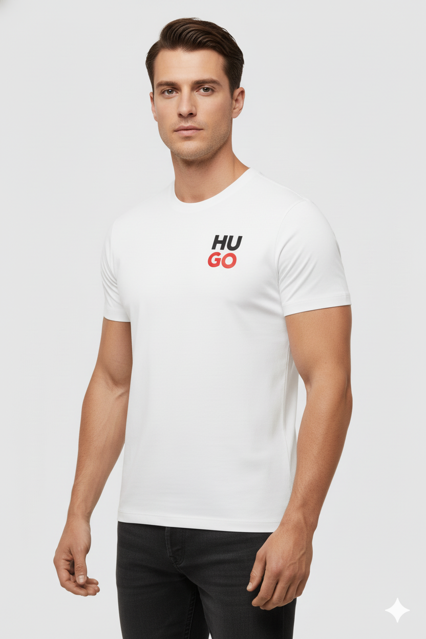 Camiseta Blanca Hombre – Estilo Gráfico Moderno