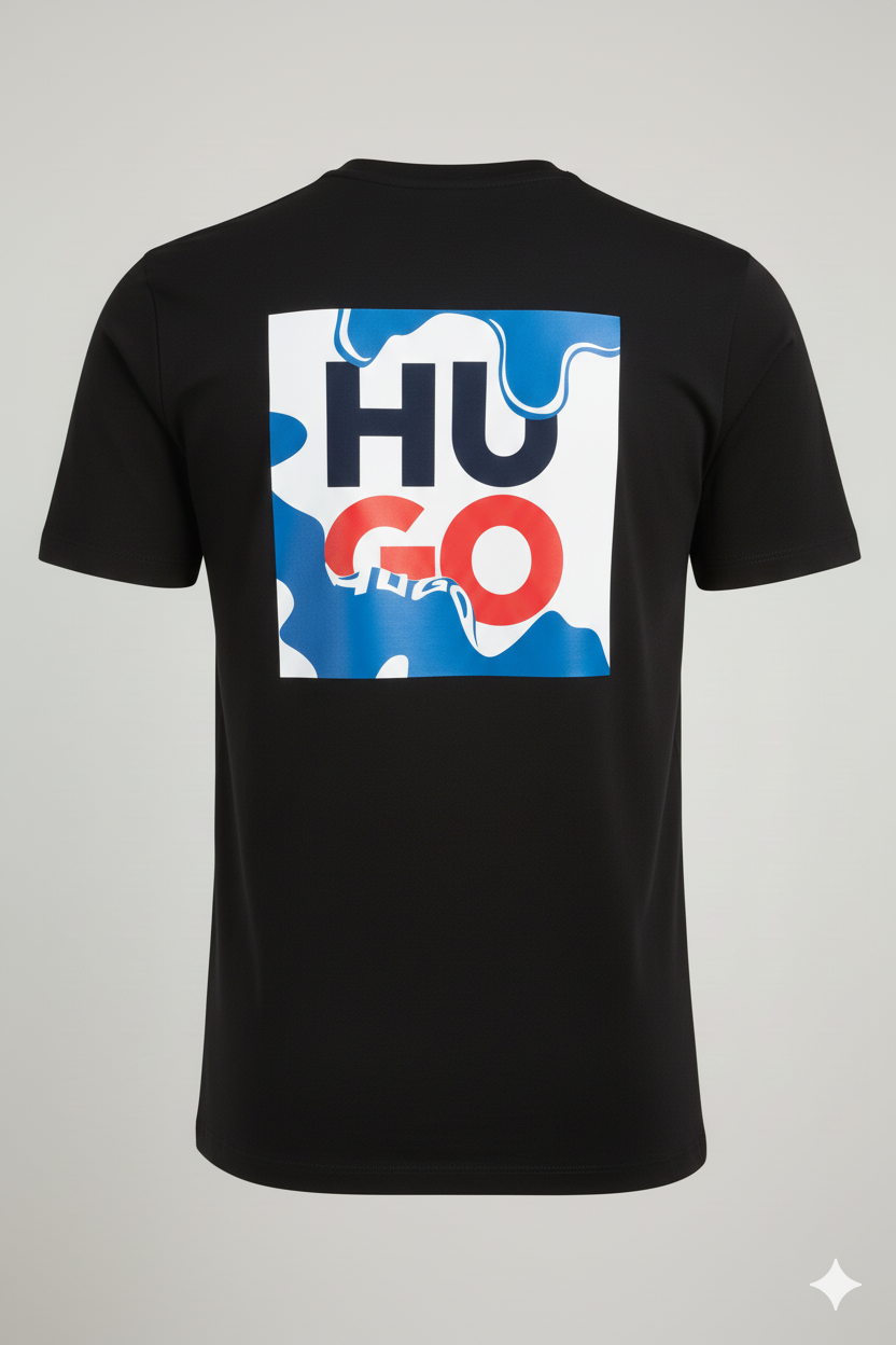 Camiseta negro Hombre – Estilo Gráfico Moderno