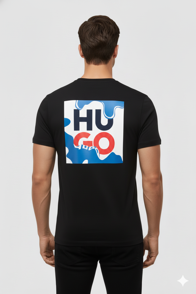 Camiseta negro Hombre – Estilo Gráfico Moderno