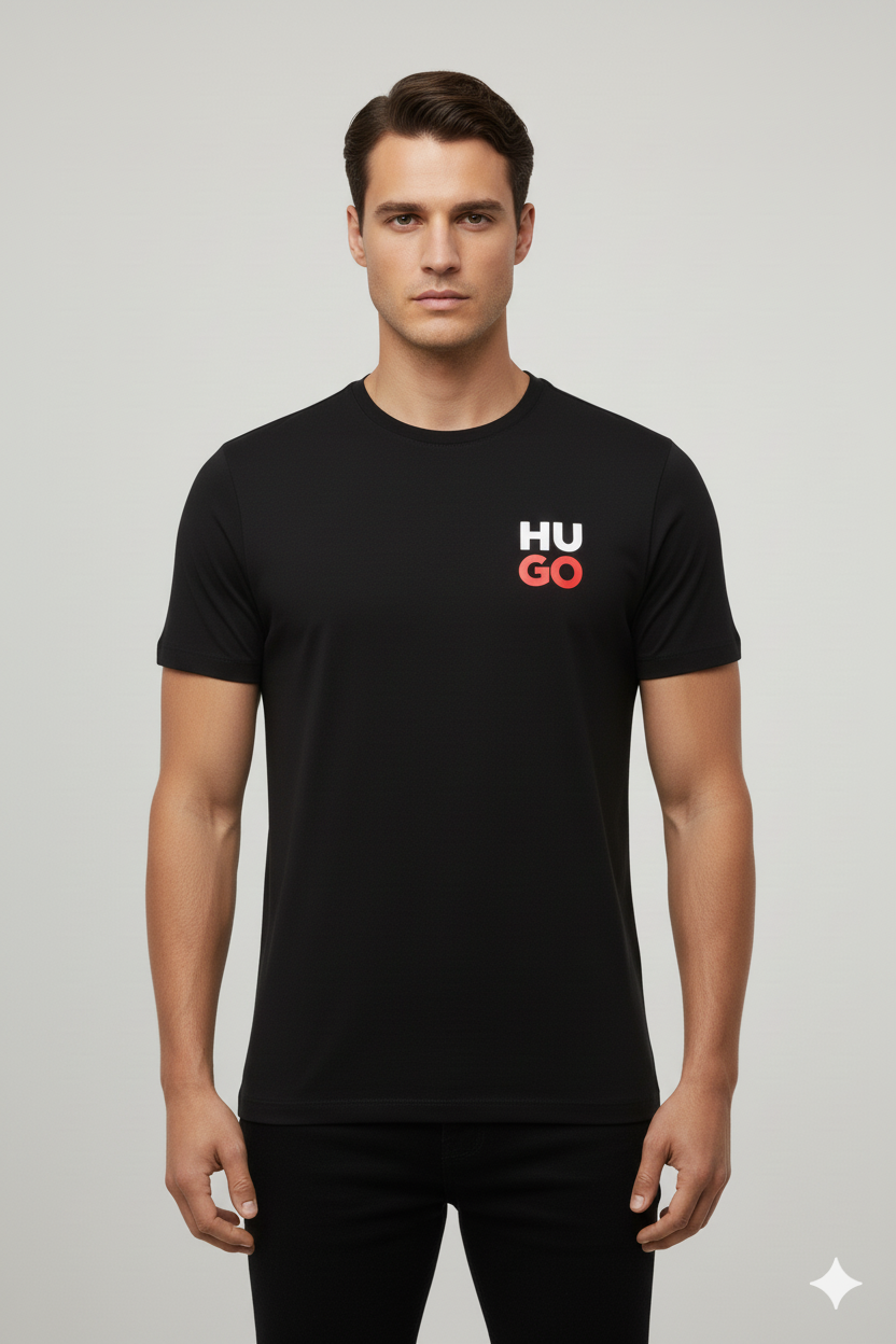 Camiseta negro Hombre – Estilo Gráfico Moderno