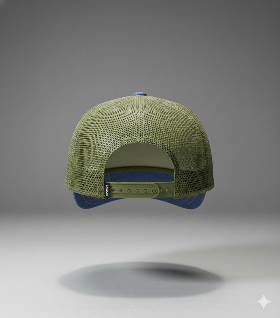 Gorra Trucker Azul y Verde con Parche de Perro