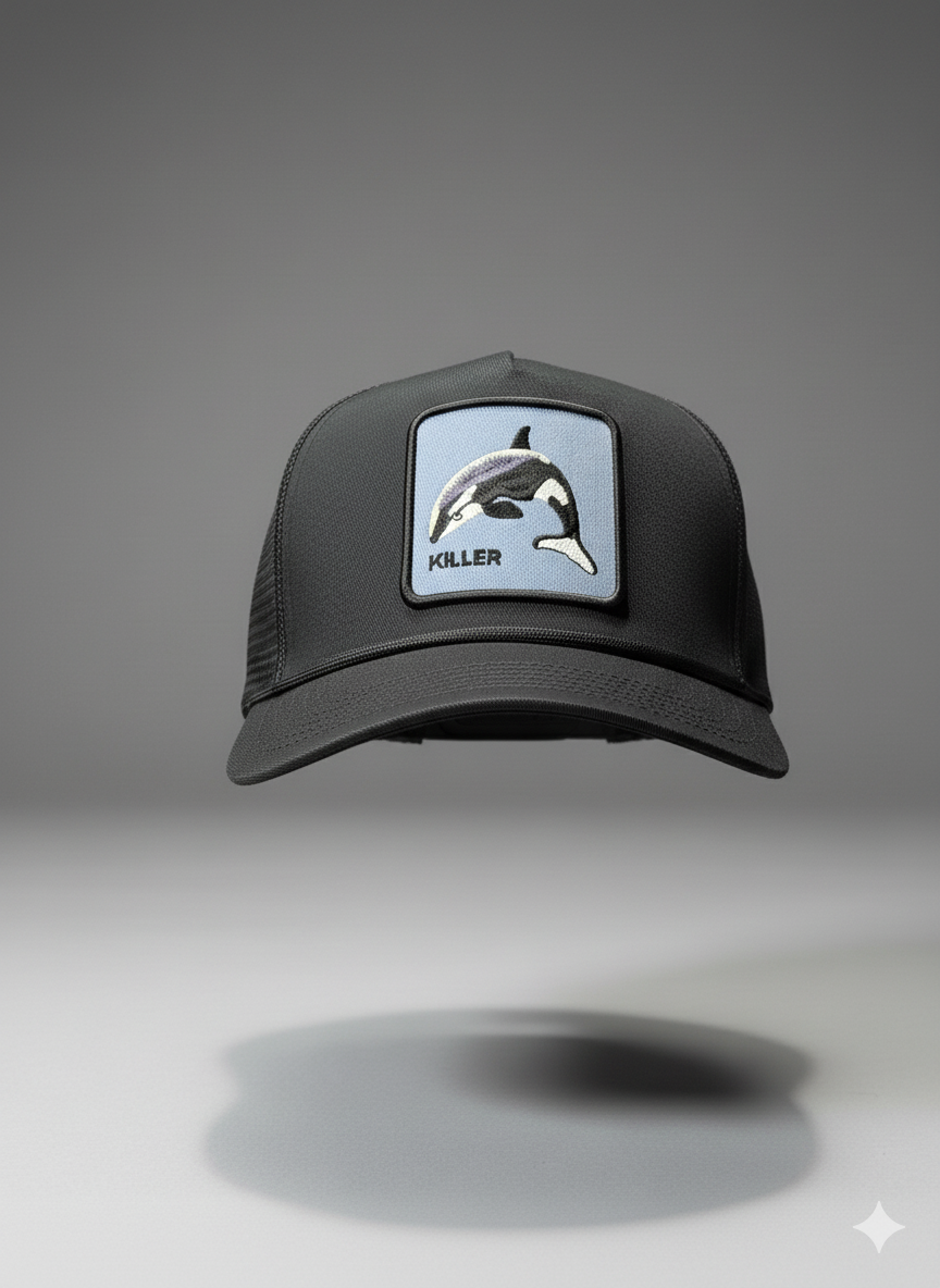 Gorra Trucker Negra con Parche de Orca