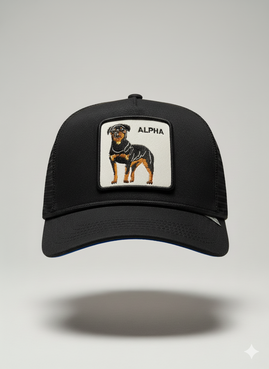 Gorra Trucker Negra con Parche de Rottweiler