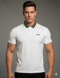 POLO BLANCO CON CUELLO LOGOTIPO EN CONTRASTE