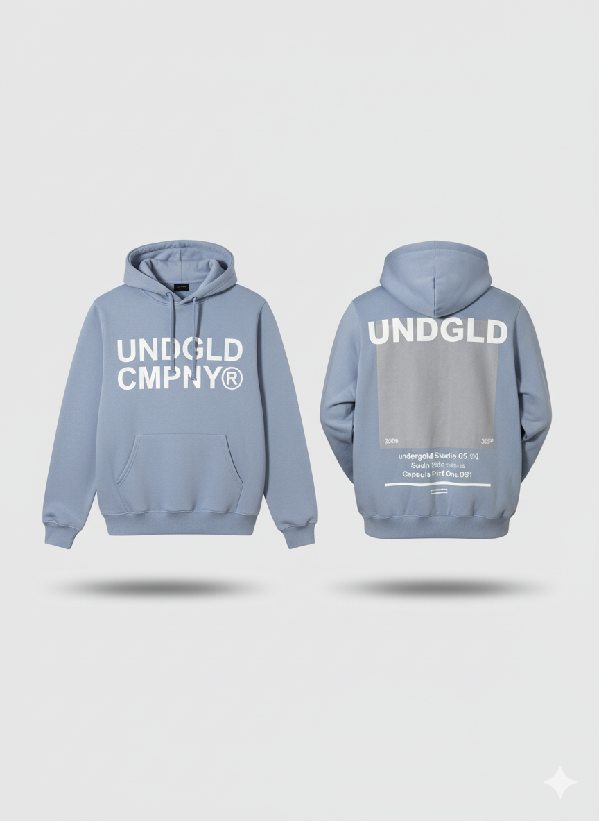 Buzo Oversize Azul Acero con Diseño Urbano Minimalista