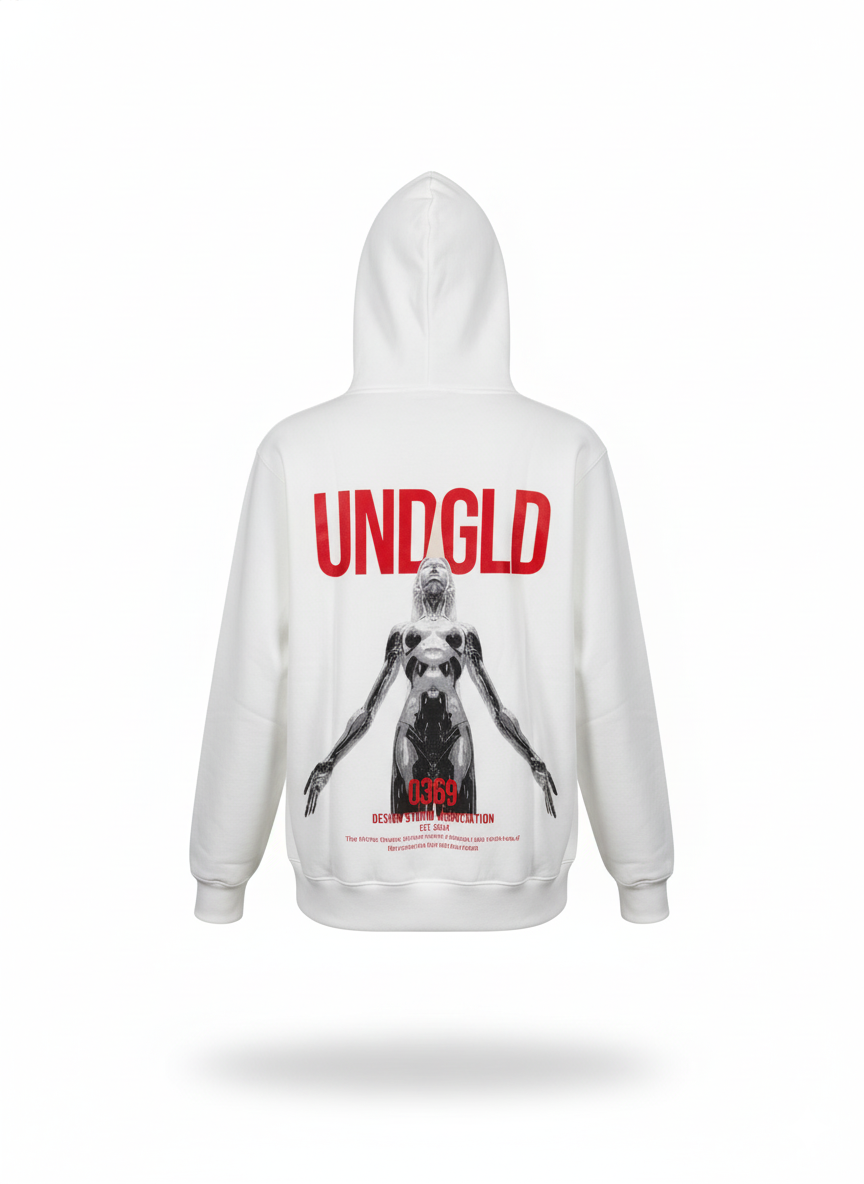 Buzo Blanco Oversize “0369” – Estilo Futurista y Detalle Gráfico Impactante