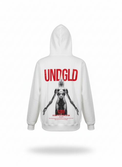 Buzo Blanco Oversize “0369” – Estilo Futurista y Detalle Gráfico Impactante