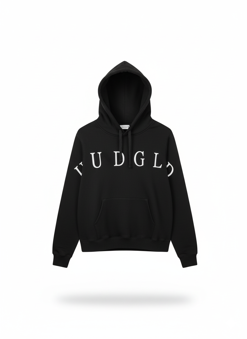 Buzo Negro Oversize con Diseño Minimalista – Estilo Urbano Contemporáneo