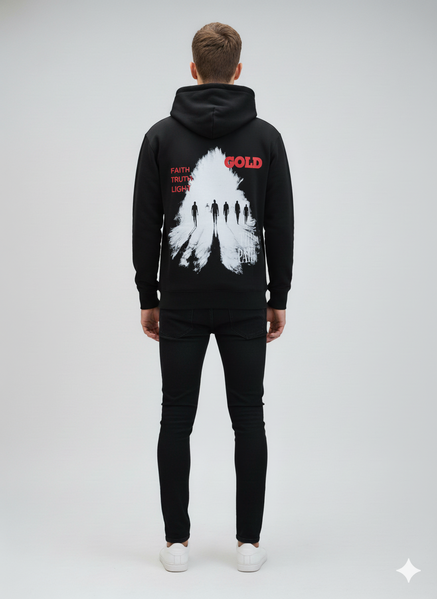 Buzo Negro “Faith & Truth” – Diseño Artístico con Mensaje Inspirador