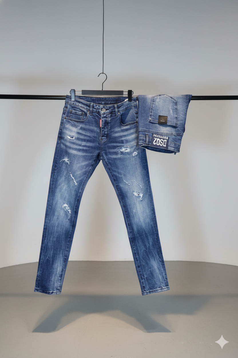 Jean Azul Claro con Desgastes Modernos