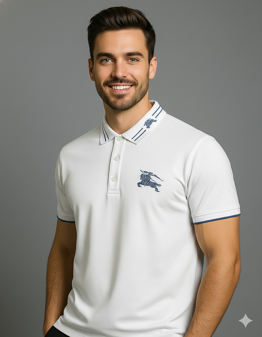 POLO BLANCO CON CABALLO BURBERRY BORDADO