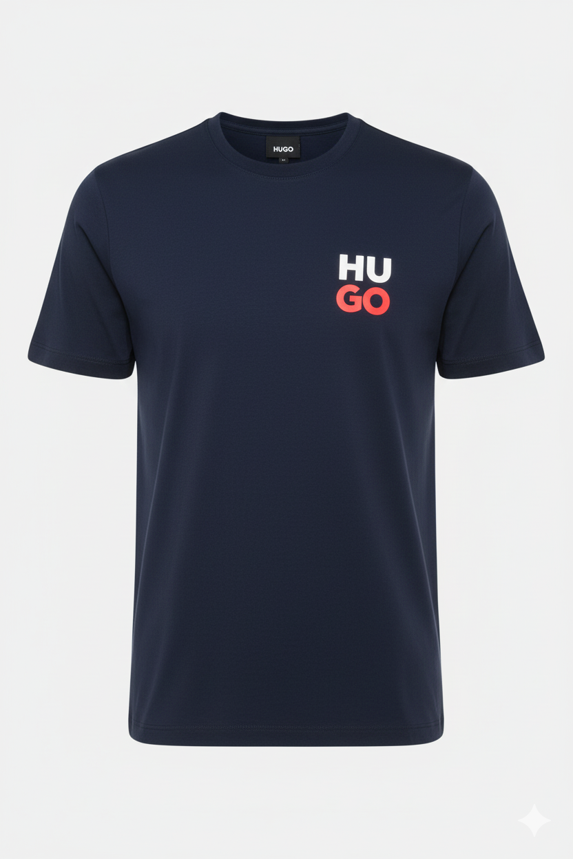 Camiseta Azul Hombre – Estilo Gráfico Moderno