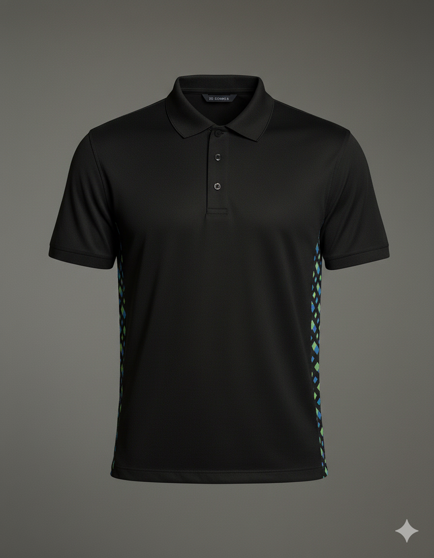 Polo Negro con Detalle Lateral Moderno