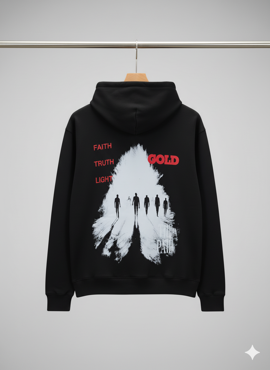 Buzo Negro “Faith & Truth” – Diseño Artístico con Mensaje Inspirador