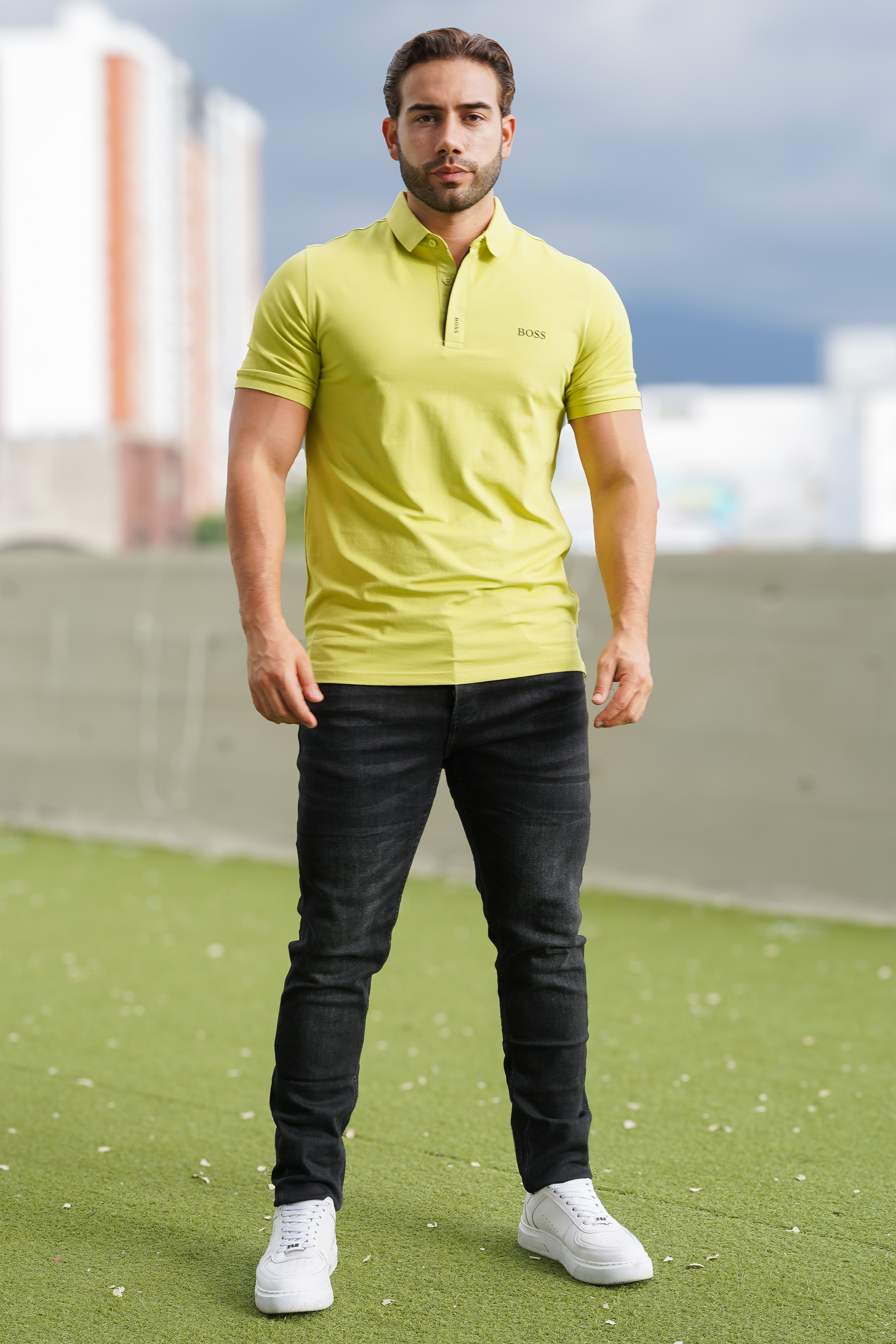 Polo slim fit en tono verde lima