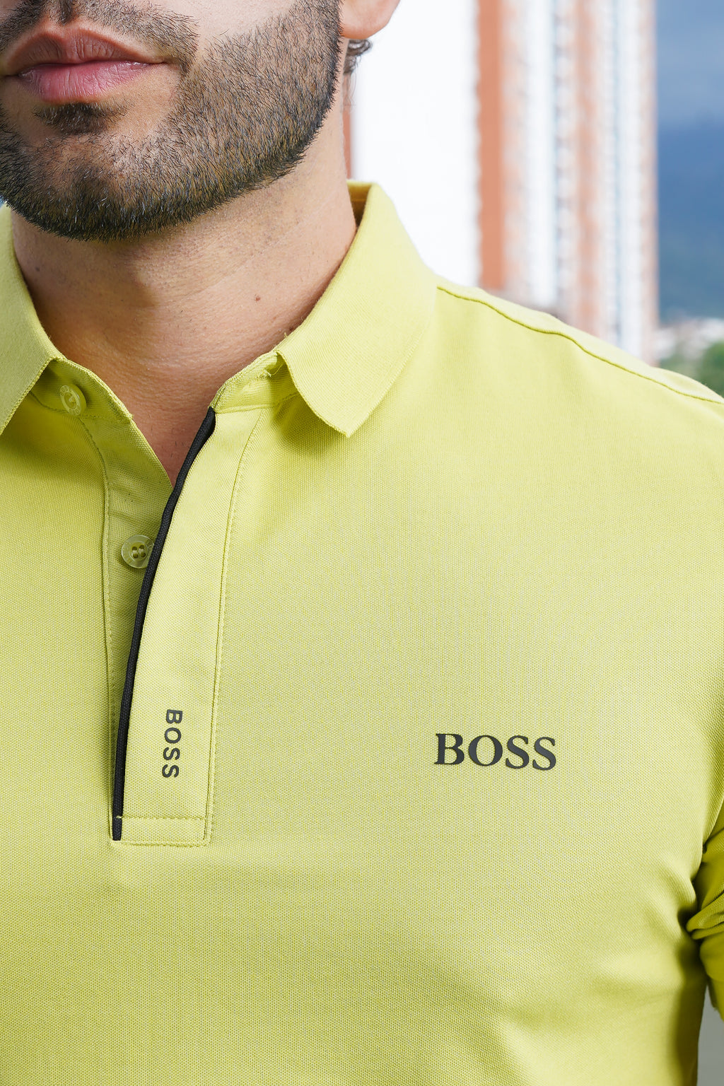 Polo slim fit en tono verde lima