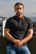 Polo Negro en Tela Piqué Premium