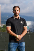 POLO NEGRO CON CUADROS BURBERRY Y CABALLO BORDADO
