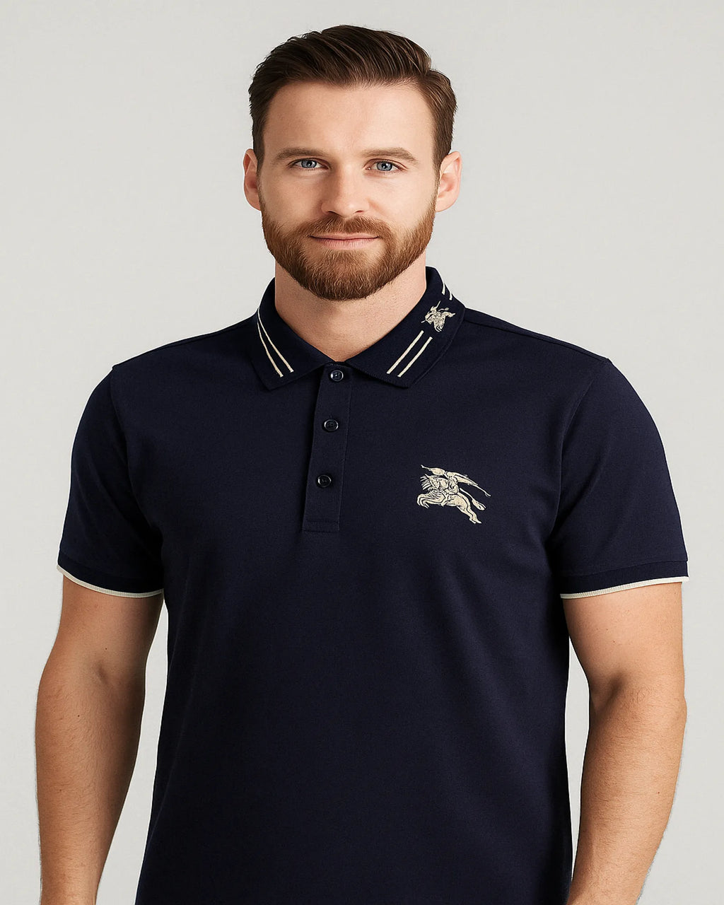 POLO AZUL OSCURO CON CABALLO