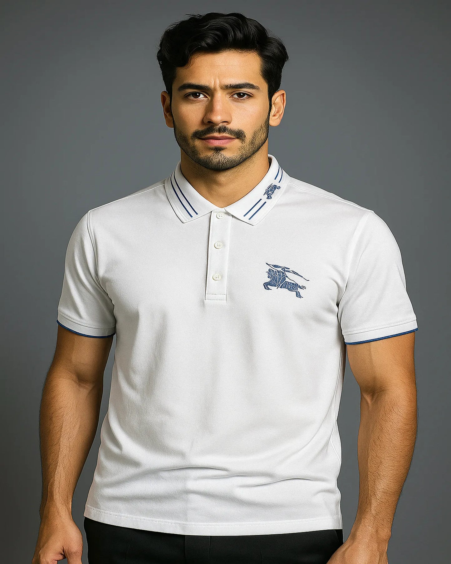POLO BLANCO CON CABALLO BURBERRY BORDADO