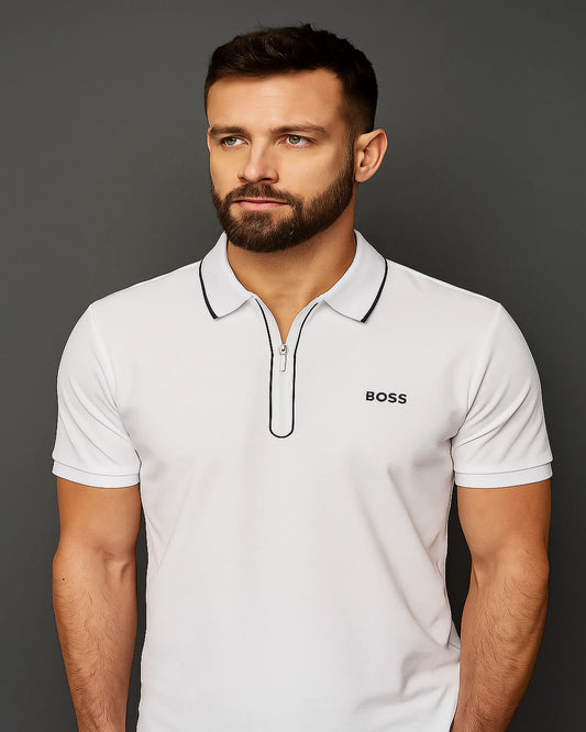 POLO BOSS BLANCA CON CIERRE